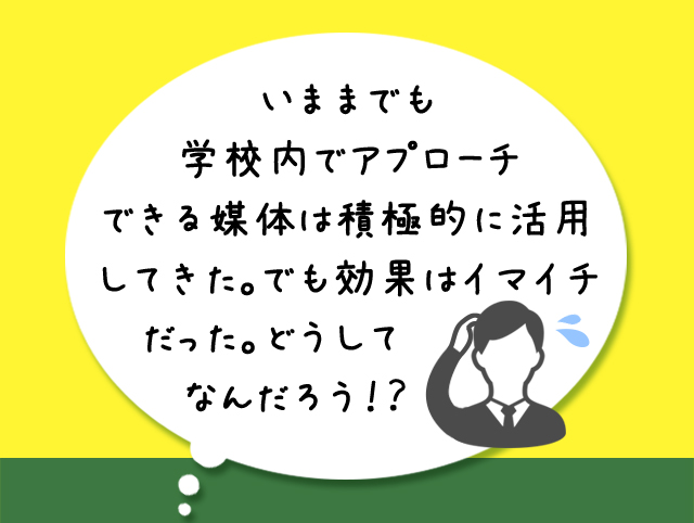 いままでも学校内でアプローチできる媒体は積極的に活用してきた。